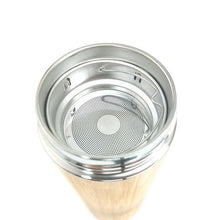 Charger l'image dans la galerie, Gourde thermos isotherme en acier et bambou, infuseur de thé, bambooju, zéro déchet, zero waste