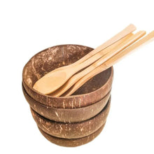 Charger l'image dans la galerie, Kit famille, zéro déchet, bols en noix de coco, couverts en bambou, éco-responsable