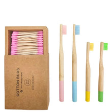 Charger l'image dans la galerie, Coton-tige, Brosse à dents en bambou, kit, zéro waste, zéro déchet, eco-trendy
